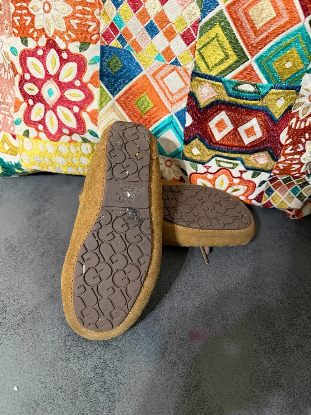 UGG Kids Chestnut Brown Sheepskin Moccasin Slippers